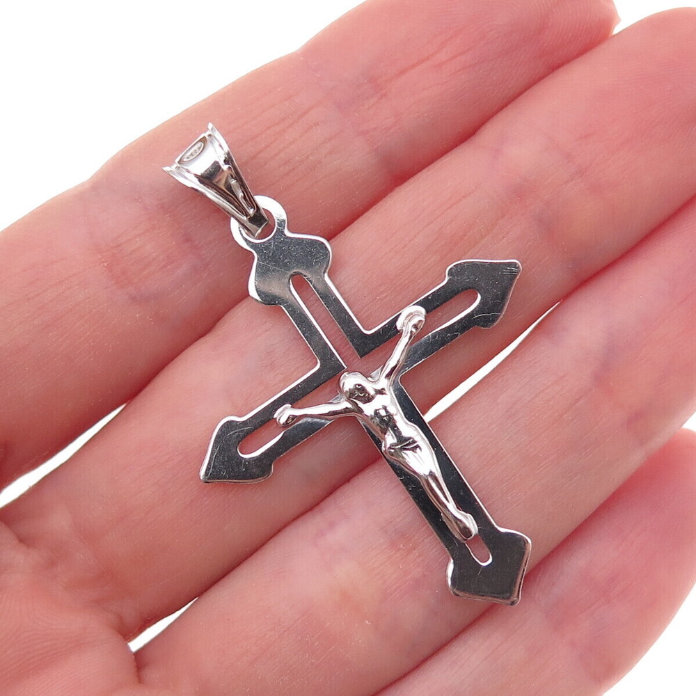 925 Sterling Silver Italy Crucifix Cross Charm Pendant